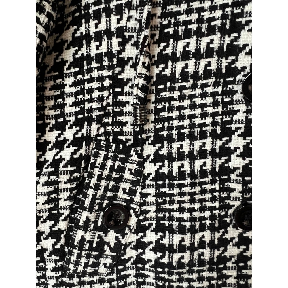 For Cynthia Houndstooth Hooded Fringe Jacket Women's Size Small - Picture 11 of 13